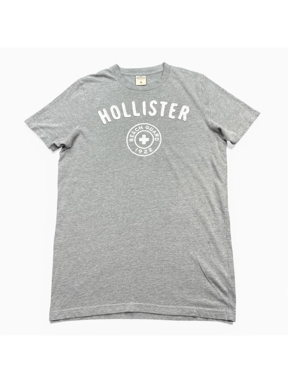 Vintage Y2K Hollister T Shirt Womens Size Medium Light Gray Stitched Logo Surf